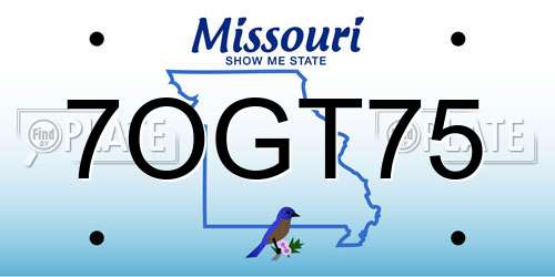 7OGT75 Missouri License Plate