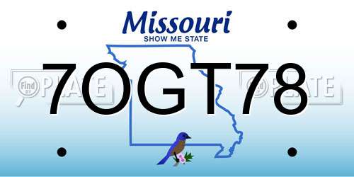 7OGT78 Missouri License Plate