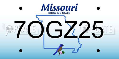 7OGZ25 Missouri License Plate