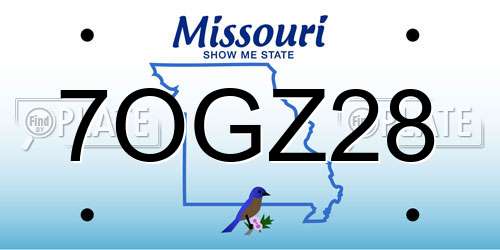 7OGZ28 Missouri License Plate