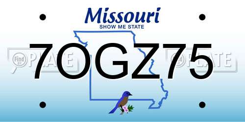 7OGZ75 Missouri License Plate