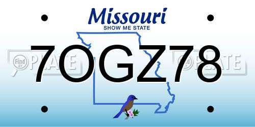 7OGZ78 Missouri License Plate