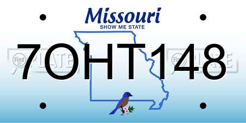 7OHT148 Missouri License Plate