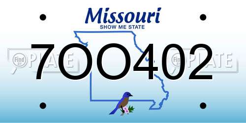 7OO402 Missouri License Plate