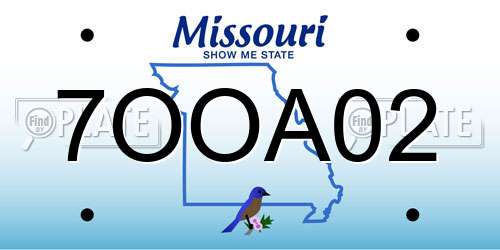 7OOA02 Missouri License Plate