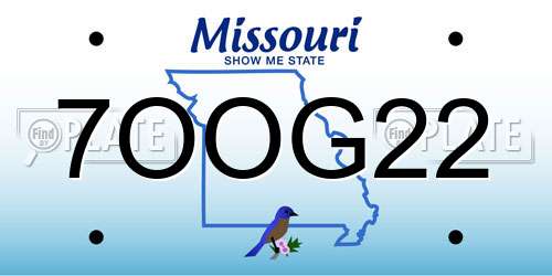 7OOG22 Missouri License Plate