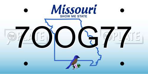 7OOG77 Missouri License Plate