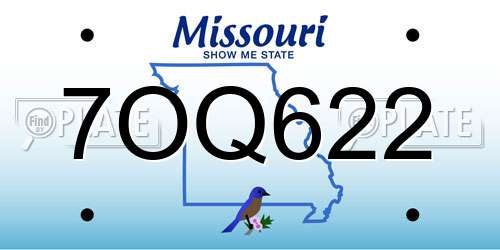 7OQ622 Missouri License Plate