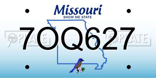 7OQ627 Missouri License Plate