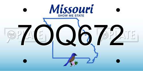 7OQ672 Missouri License Plate