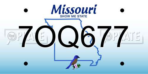 7OQ677 Missouri License Plate