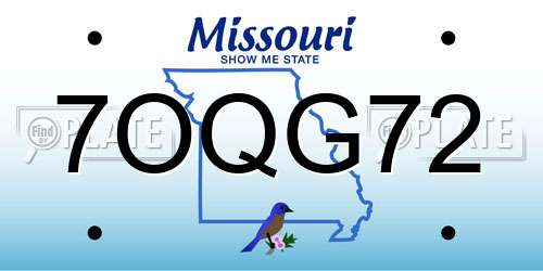 7OQG72 Missouri License Plate
