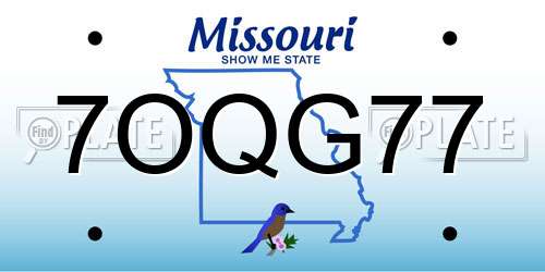 7OQG77 Missouri License Plate