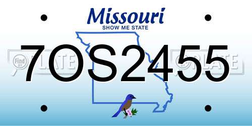 7OS2455 Missouri License Plate