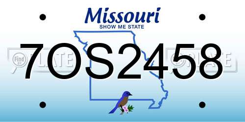 7OS2458 Missouri License Plate