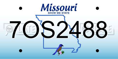 7OS2488 Missouri License Plate