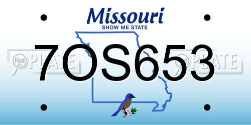 7OS653 Missouri License Plate
