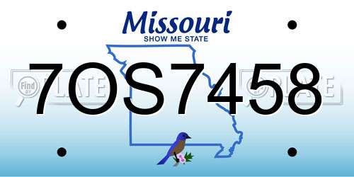 7OS7458 Missouri License Plate
