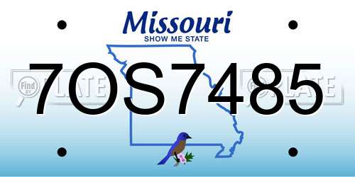 7OS7485 Missouri License Plate