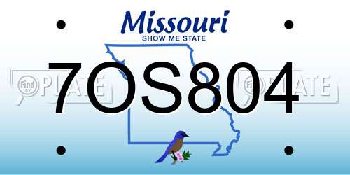 7OS804 Missouri License Plate