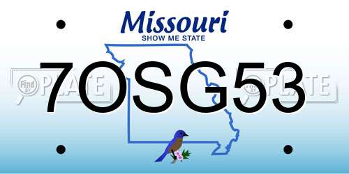 7OSG53 Missouri License Plate