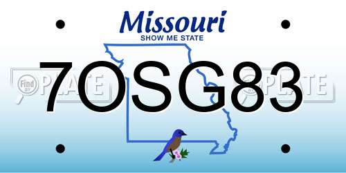 7OSG83 Missouri License Plate
