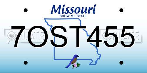 7OST455 Missouri License Plate