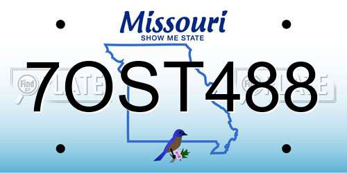 7OST488 Missouri License Plate