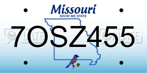 7OSZ455 Missouri License Plate