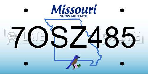 7OSZ485 Missouri License Plate