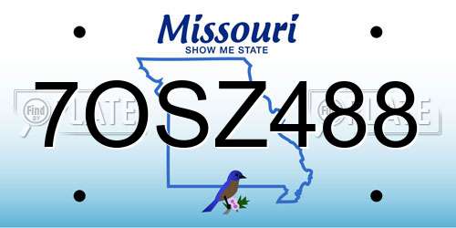 7OSZ488 Missouri License Plate