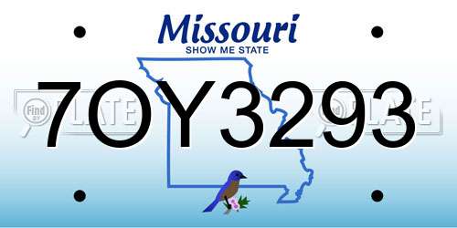 7OY3293 Missouri License Plate