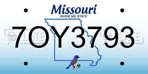 7OY3793 Missouri License Plate