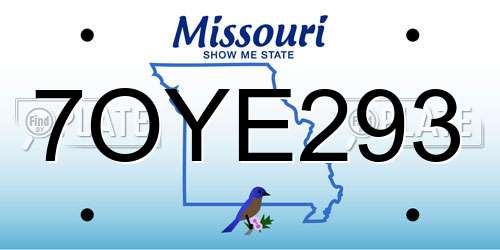 7OYE293 Missouri License Plate