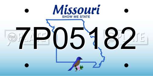 7P05182 Missouri License Plate