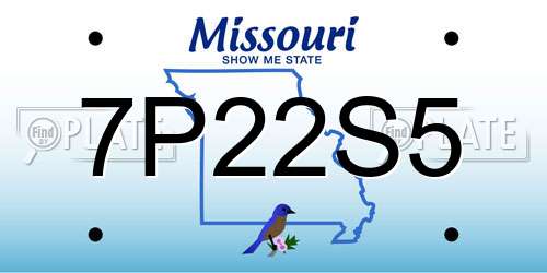 7P22S5 Missouri License Plate