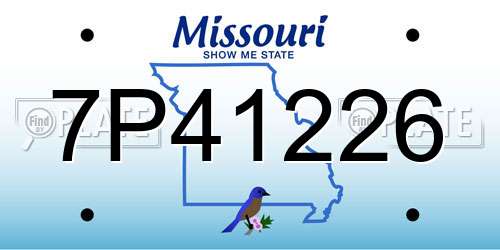 7P41226 Missouri License Plate
