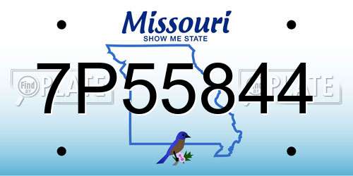 7P55844 Missouri License Plate