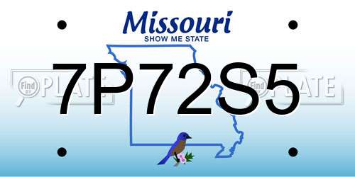 7P72S5 Missouri License Plate