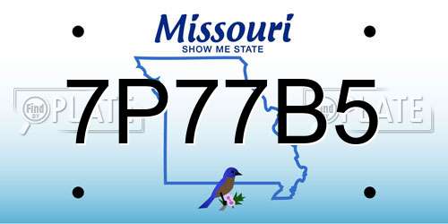 7P77B5 Missouri License Plate