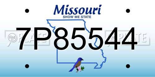 7P85544 Missouri License Plate