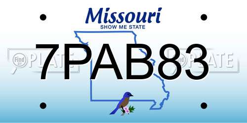 7PAB83 Missouri License Plate