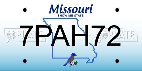 7PAH72 Missouri License Plate