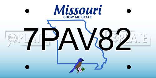 7PAV82 Missouri License Plate
