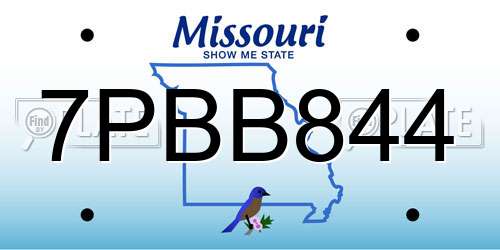 7PBB844 Missouri License Plate