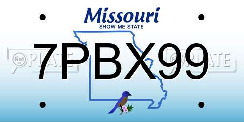 7PBX99 Missouri License Plate