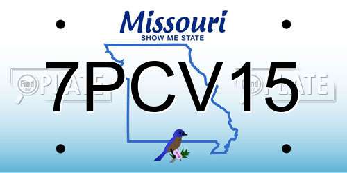7PCV15 Missouri License Plate