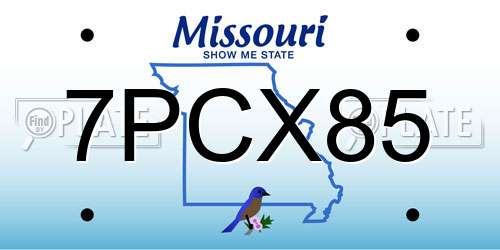 7PCX85 Missouri License Plate