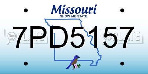 7PD5157 Missouri License Plate
