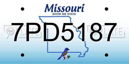 7PD5187 Missouri License Plate